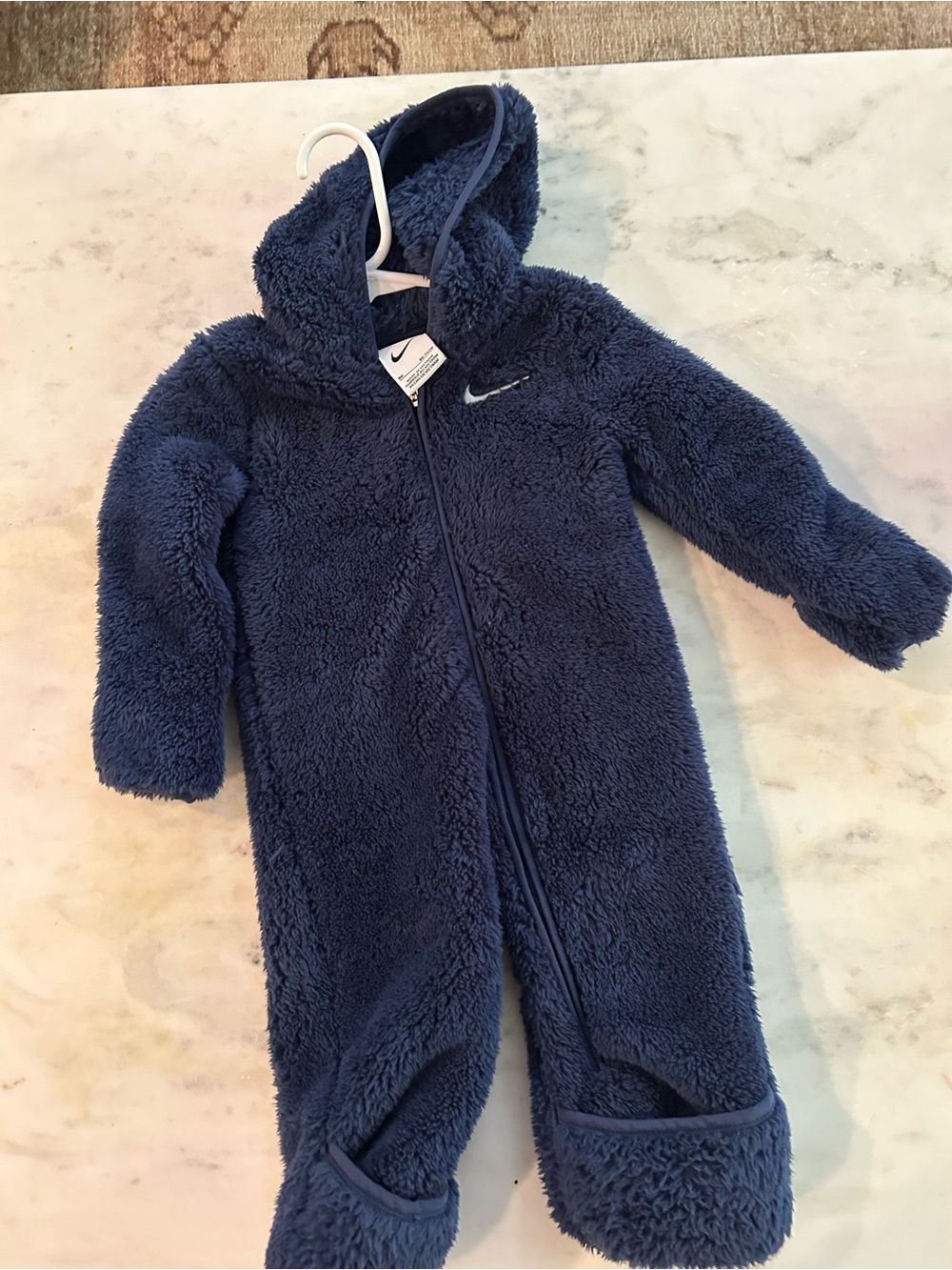 Nike Navy Sherpa Hooded Footie for Kids